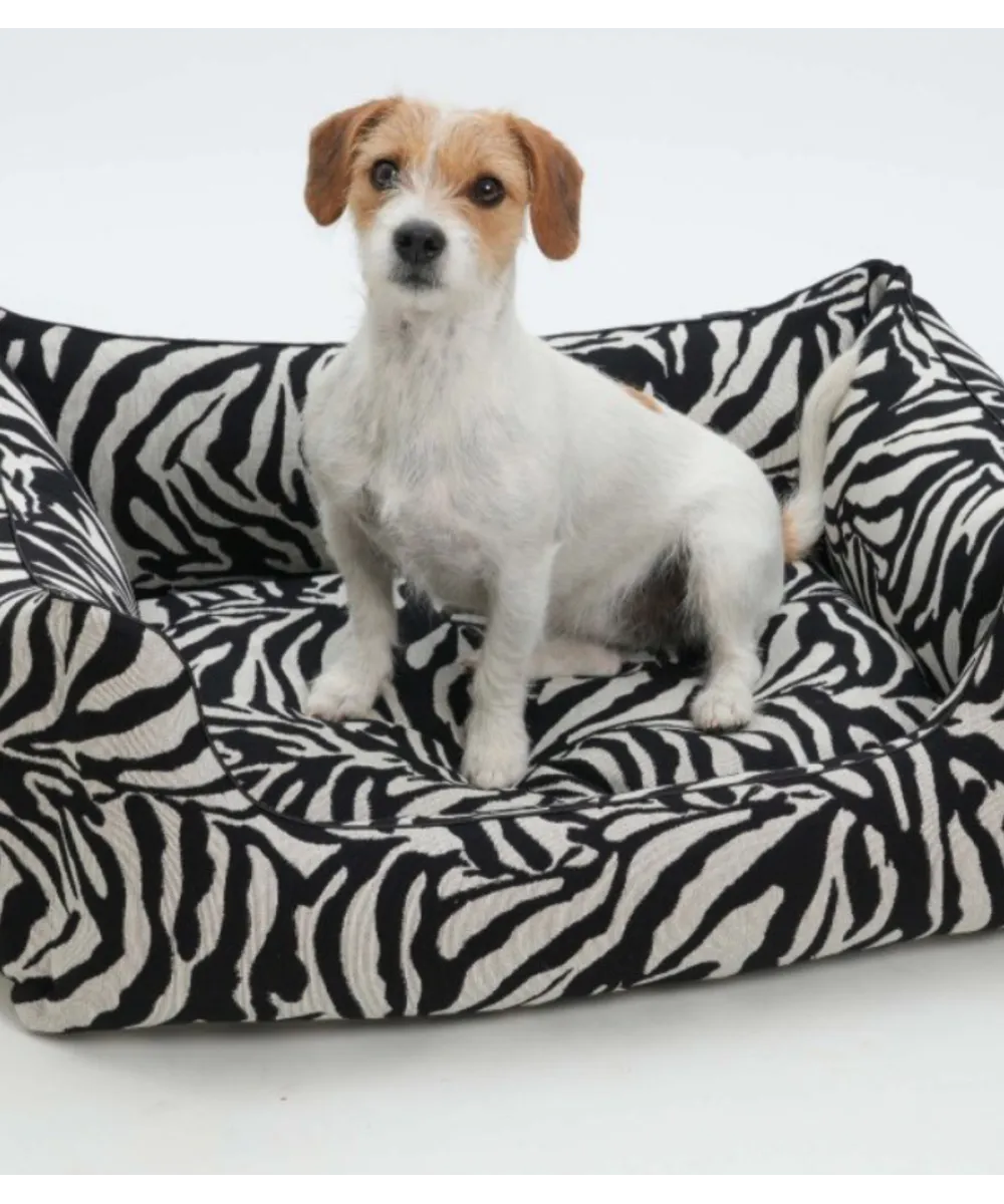 Panier cocon zèbre design pour chien - Confort orthopédique