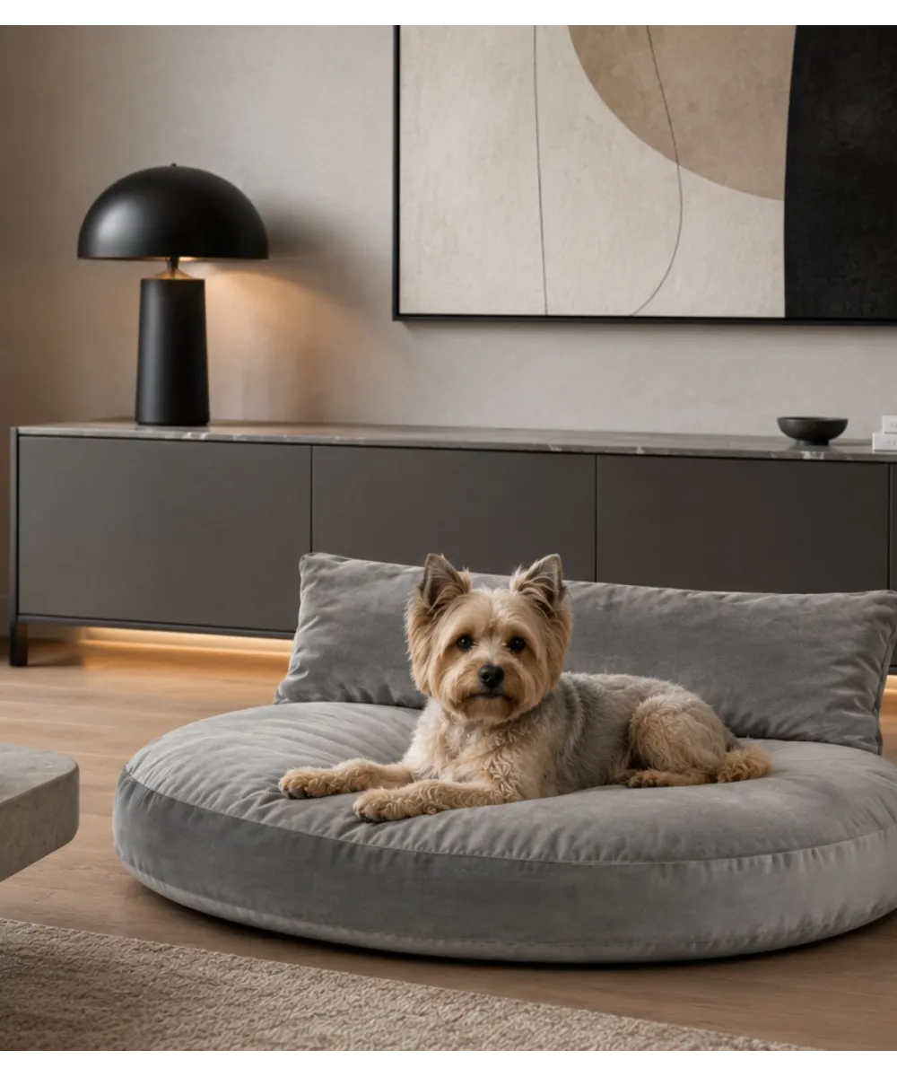 Luna Lounge Oxford Grey | Coussin design pour chien confortable