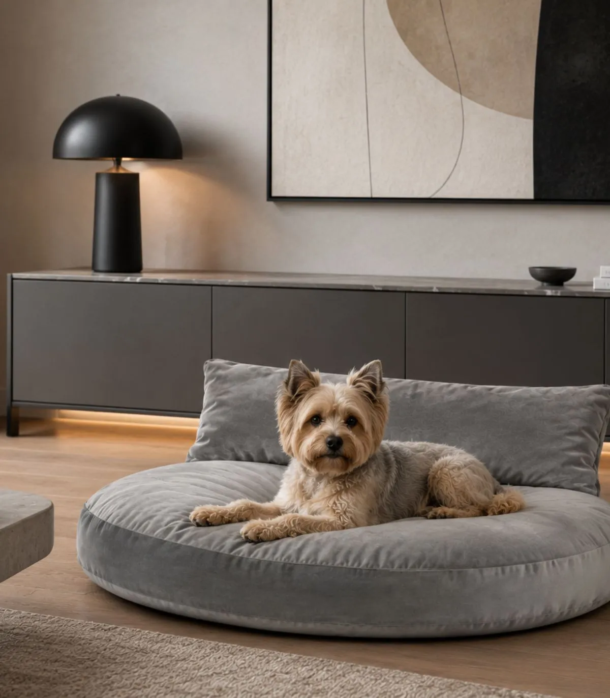 Luna Lounge Oxford Grey | Coussin design pour chien confortable