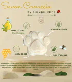 Savon bio pour chien Canacciu en forme de patte, fabriqué à la main en Corse