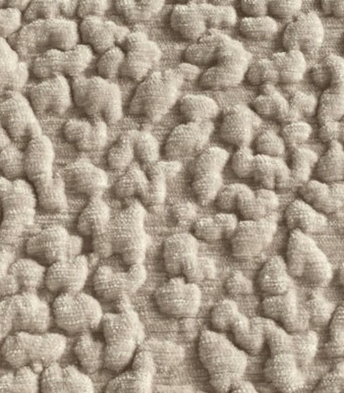 Gros plan sur le tissu bouclé beige texturé du lit pour chien Bellagio, Bella Concept Store Dog