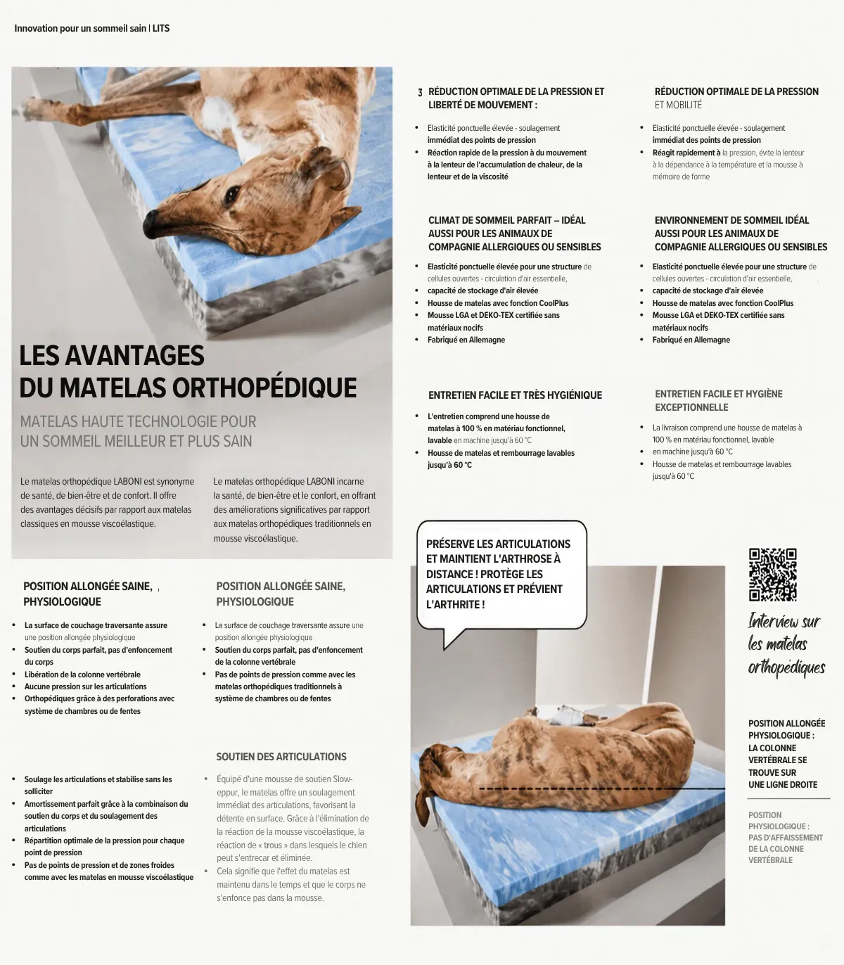 Fiche technique du lit pour chien Bellagio : dimensions, matières et caractéristiques de confort