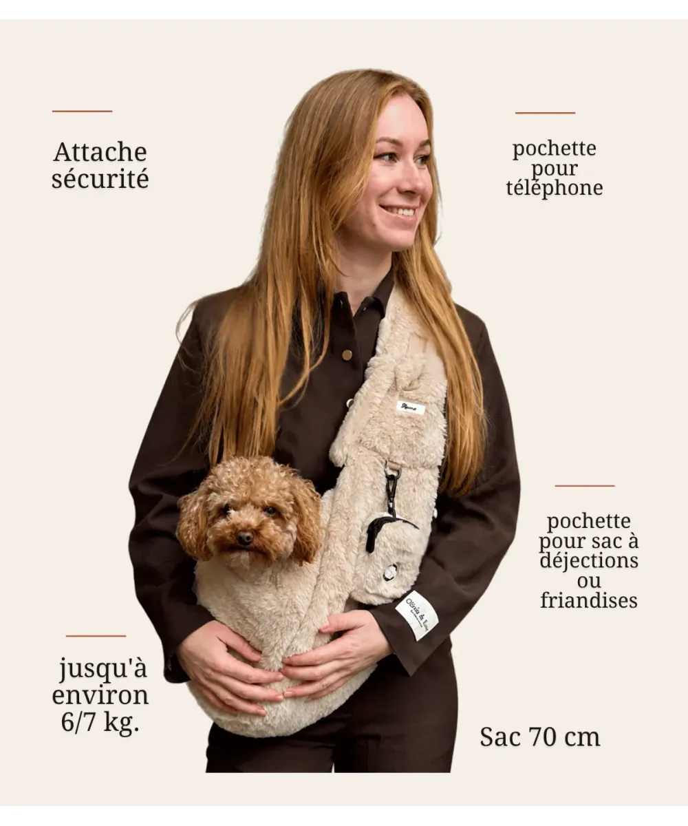 Sac de Transport Chien Fluffy Beige – Confort & Anti-Stress