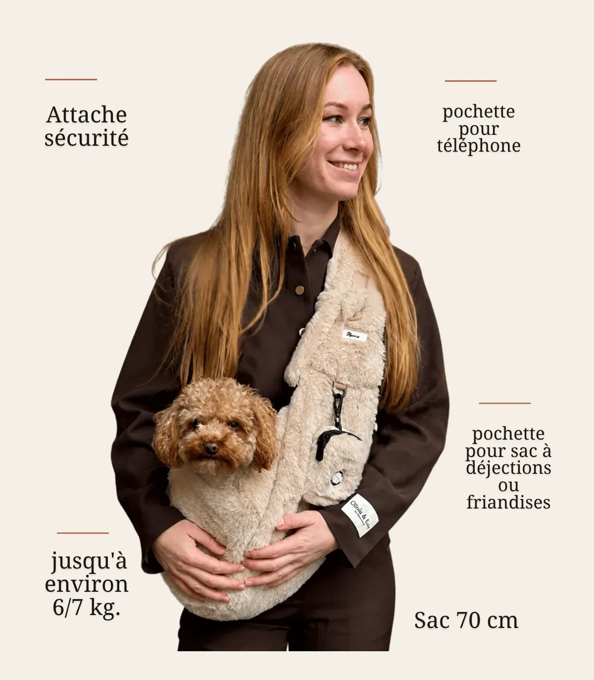 Sac de Transport Chien Fluffy Beige – Confort & Anti-Stress