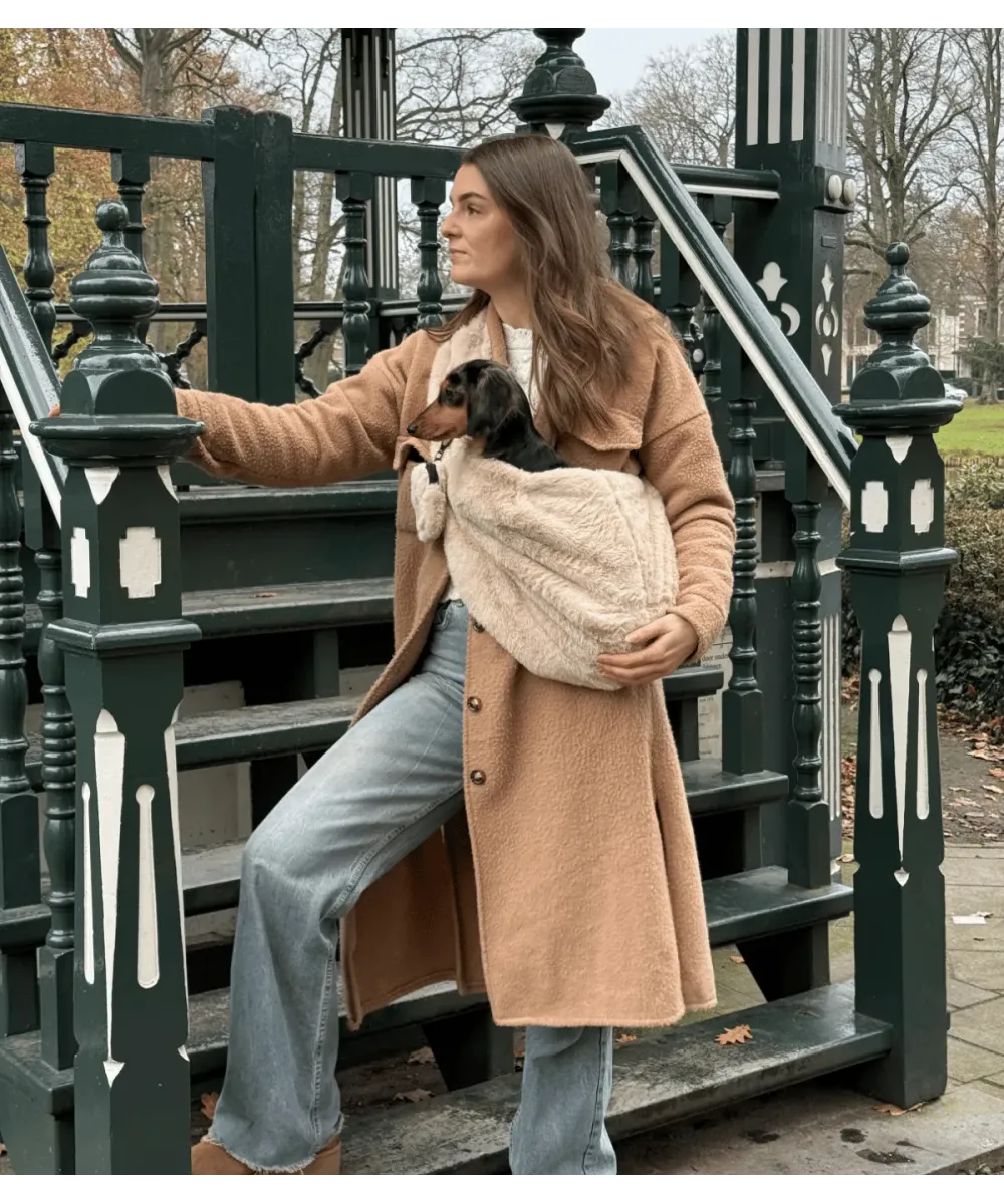 Sac de Transport Chien Fluffy Beige – Confort & Anti-Stress