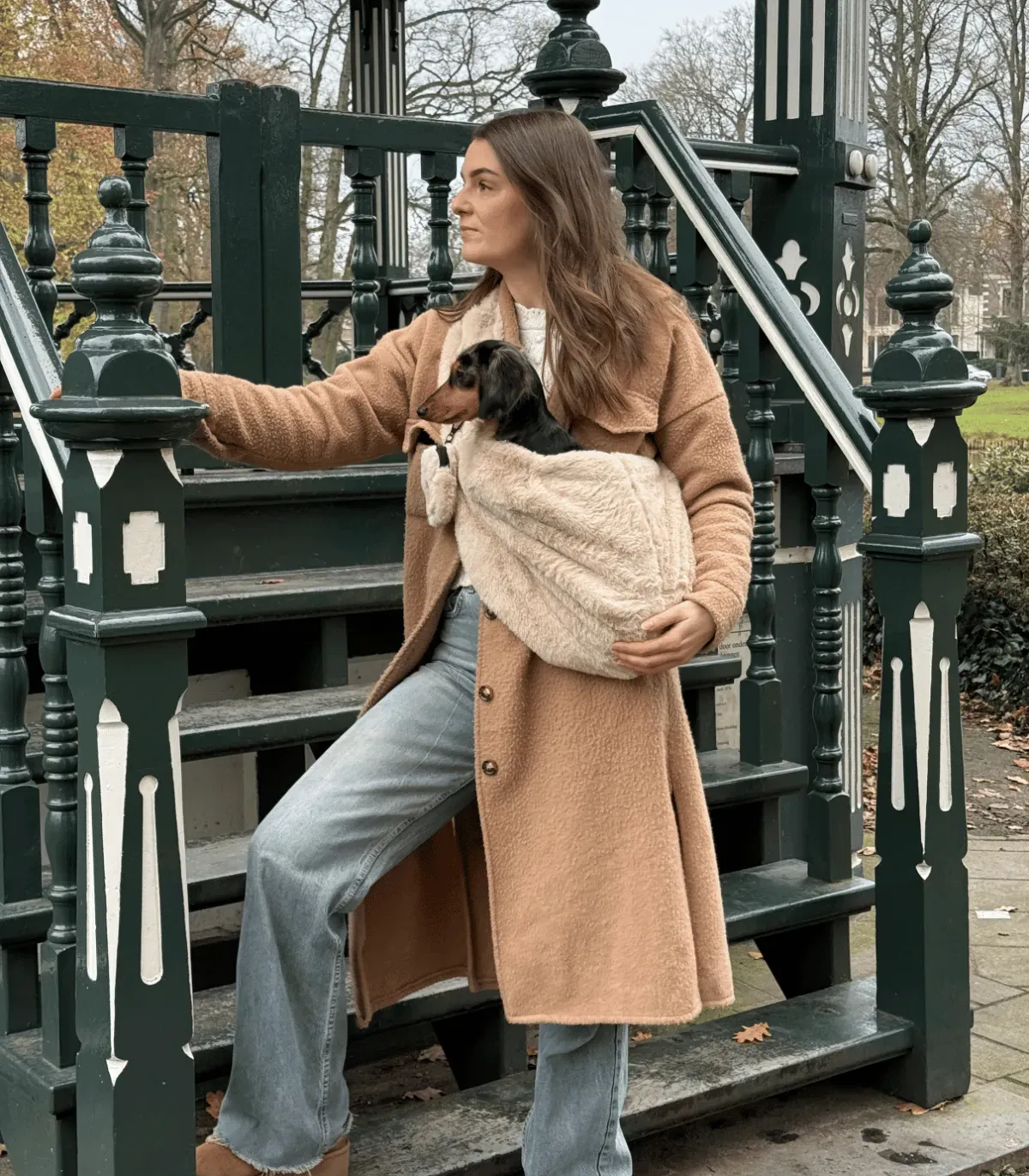 Sac de Transport Chien Fluffy Beige – Confort & Anti-Stress
