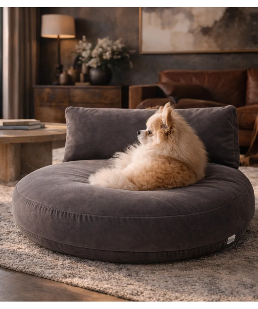 Finitions premium du coussin pour chien LABONI coloris Stone