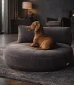Chien reposant sur le coussin Luna Lounge Oxford Stone LABONI