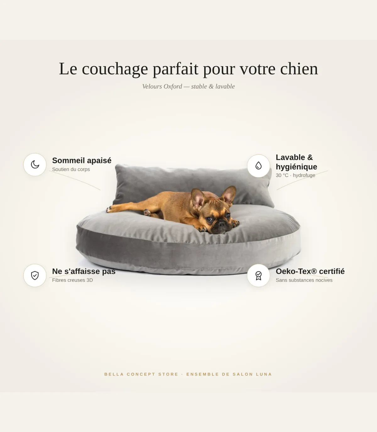 Caractéristiques coussin luna lounge stone laboni
